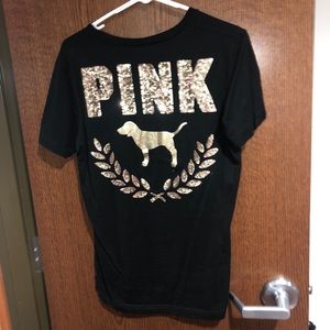 PINK short sleeve gold glittery shirt🖤✨